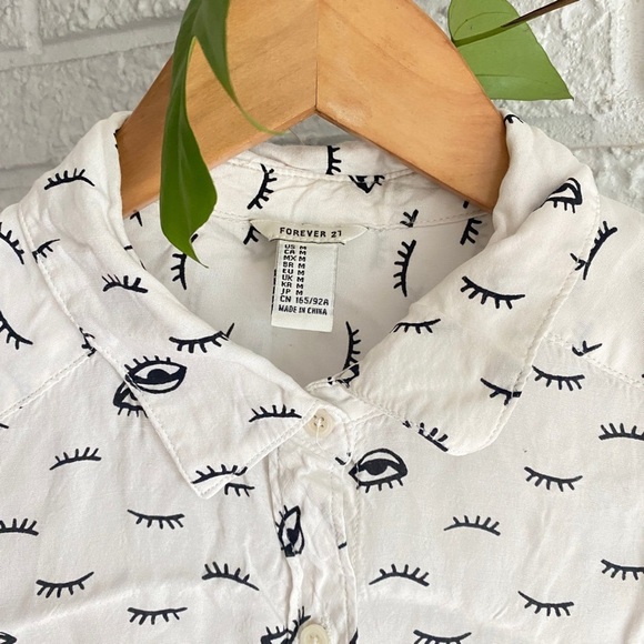 Forever 21 Eyes Button Up Shirt - Picture 4 of 5